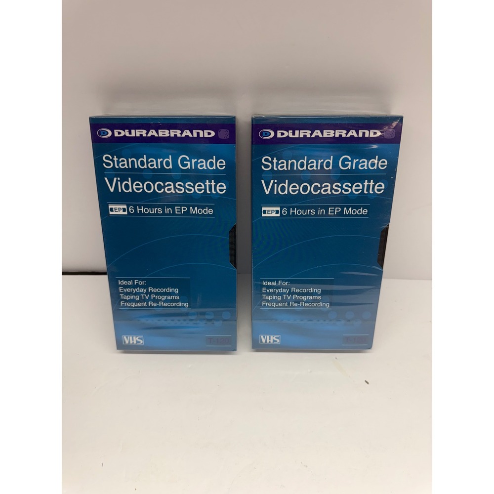 Durabrand T-120 Standard Grade Blank VHS Videocassette Tape 2 Pack Sealed